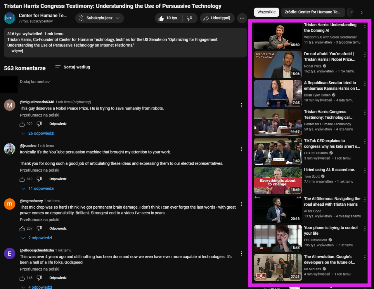 Rekomendacje YouTube
